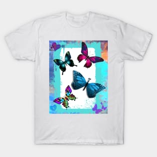 Multicolored Whimsical Butterflies T-Shirt